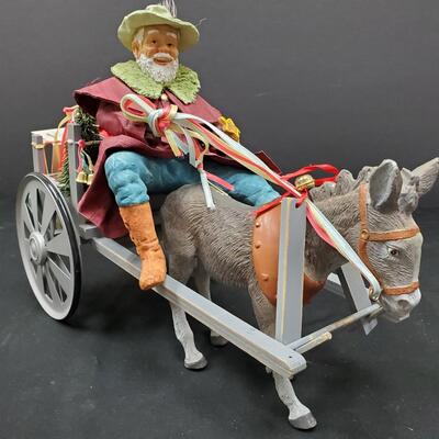 Christmas in America - Old Gent on cart with a donkey 