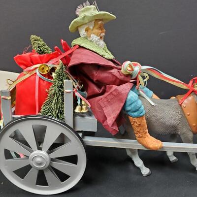 Christmas in America - Old Gent on cart with a donkey 