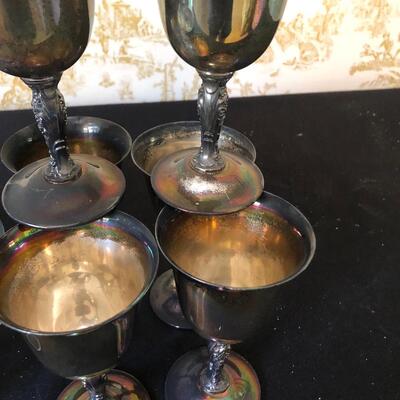 #29 Vintage Silver rimmed sherbets and silver-plated wine goblets