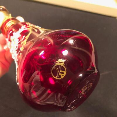 #74 Red hand painted glass decanter