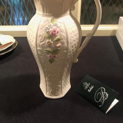 #79 Belleek Porcelain pitcher handcrafted in Ireland