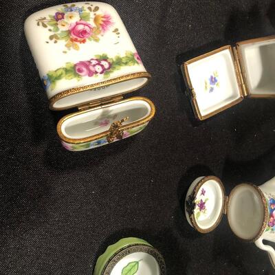 #84 Four small porcelain cases three are from Limoges France