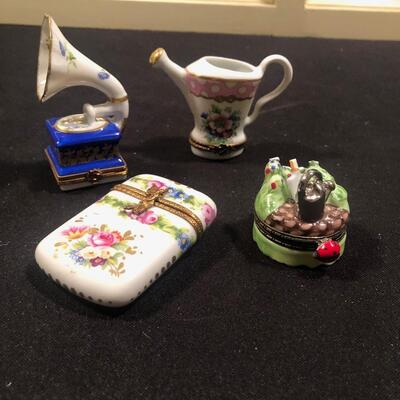 #84 Four small porcelain cases three are from Limoges France
