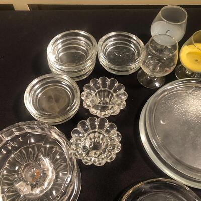 #111-Bundle of various glass candleholders and dishes
