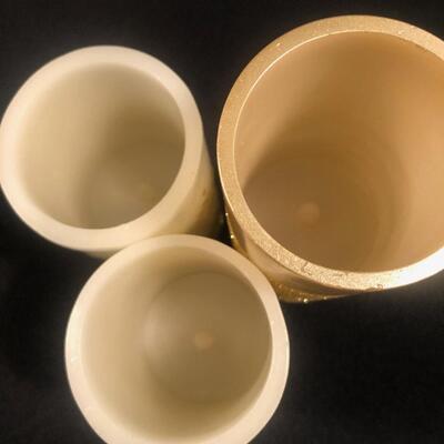 #117- Set of three gold flameless candles battery operated