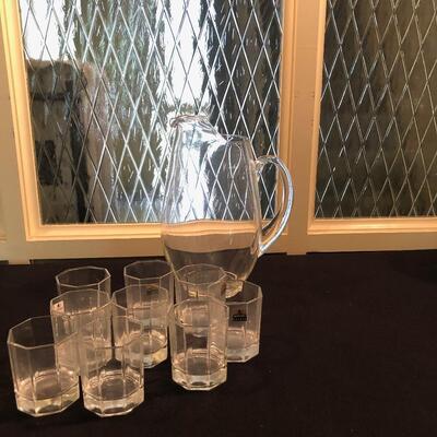 #141- Water pitcher and 9 small glasses from Luminarc FranceÃŠ