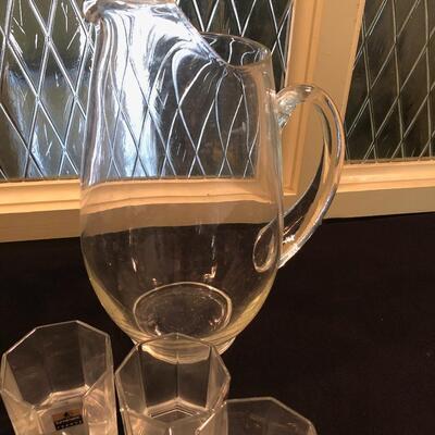 #141- Water pitcher and 9 small glasses from Luminarc FranceÃŠ