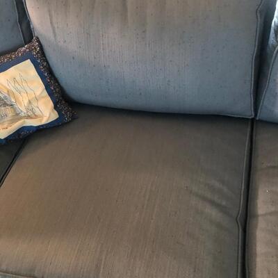 #146- Blue vintage sofa far from Ethan Allen simplistic design