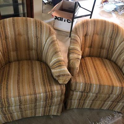 #147- Yellow and gold toned accent chairs vintage from Ethan Allen