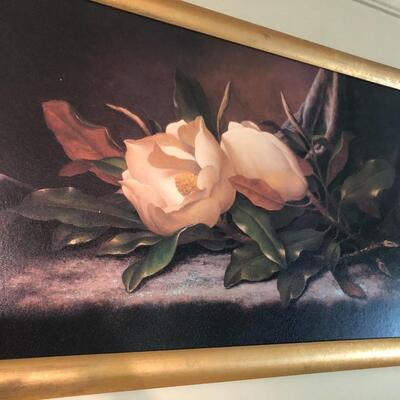 #150- Large magnolia painting with gold frame
