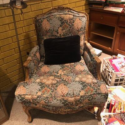 #186- Wood and fabric chair with Tuscan nature pattern
