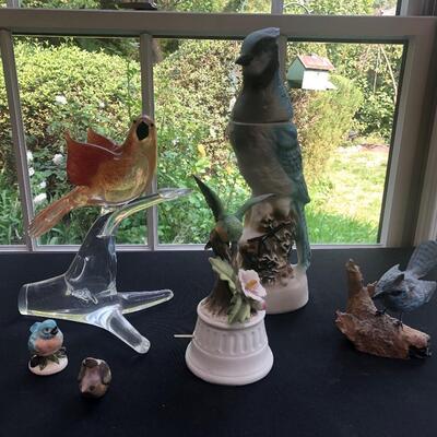 #230 Assortment of seven glass bird figurines includes a musical figurineÃŠ