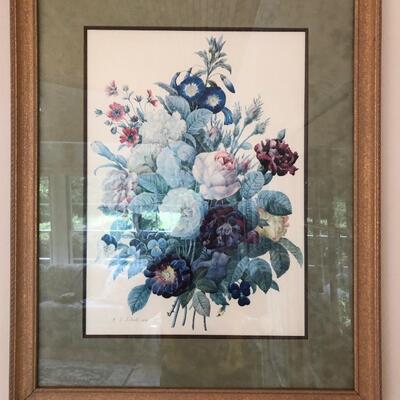 #245 Floral framed print measures 28 1/2 x 23