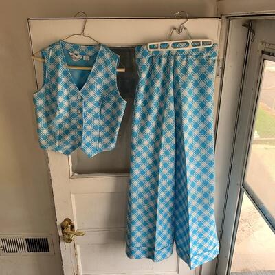 #7 Vintage Kmart Blue Checkered Matching Pieces Size 14