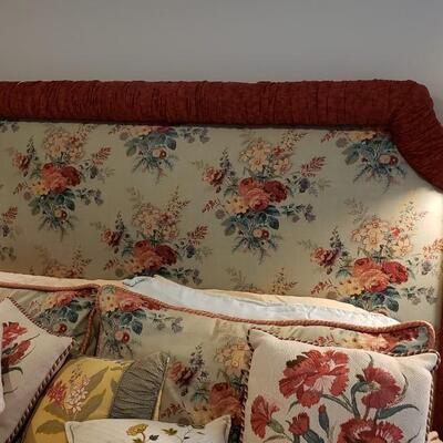 King size padded headboard with bed rails
