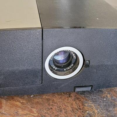 Lot 596: Vintage Projection Screen, Sawyers Rotomatic 600 Projector and Rotary Slide Tray 