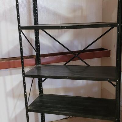Lot 598: Black Metal Shelf #2 - Right Under 6ft. Tall