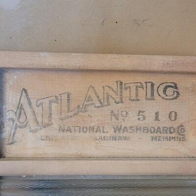 Lot 603: Antique Wood & Glass Washboard 