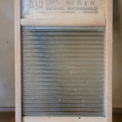 Lot 603: Antique Wood & Glass Washboard 