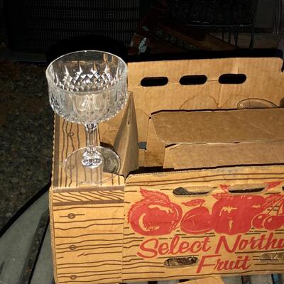 Lot 28 - Vintage Cut Glass Wine Goblets Set of 10