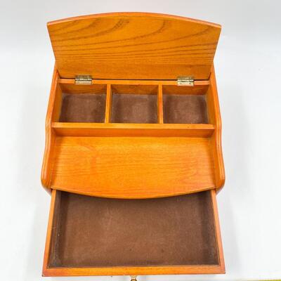 WOODEN TABLETOP ACCESSORY STORAGE BOX 