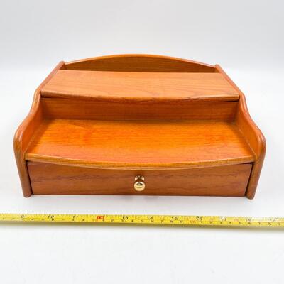 WOODEN TABLETOP ACCESSORY STORAGE BOX 