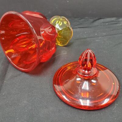 Amberina Glass Compote and Footed Bowl 