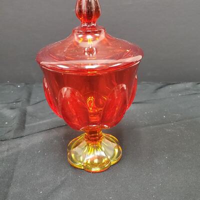 Amberina Glass Compote and Footed Bowl 