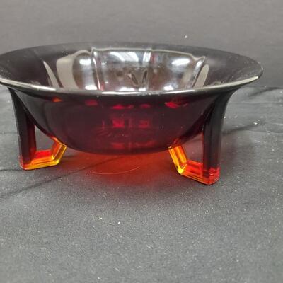 Amberina Glass Compote and Footed Bowl 