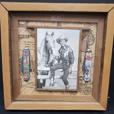 Roy Rogers and Trigger framed photo with Pocket knives