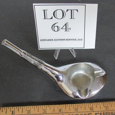 Vintage Chrome Golf Club Shaped Ashtray