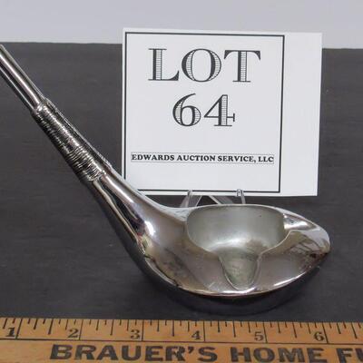 Vintage Chrome Golf Club Shaped Ashtray