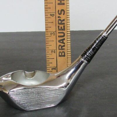 Vintage Chrome Golf Club Shaped Ashtray