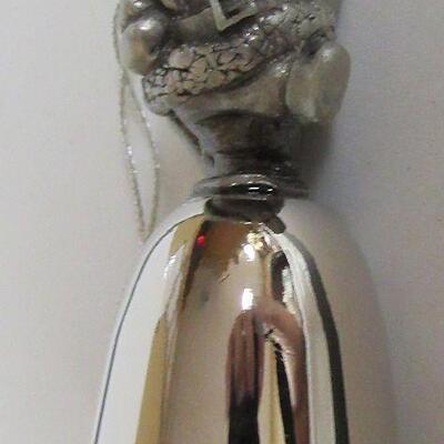 Miniature Pewter Santa on Chrome Bell