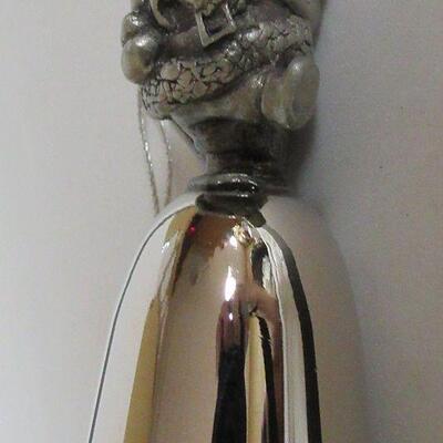 Miniature Pewter Santa on Chrome Bell