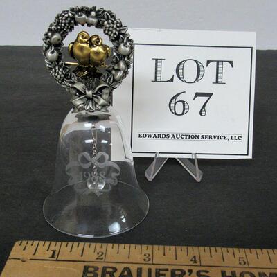 Love Birds Glass and Pewter Bell, 1988, Made in France
