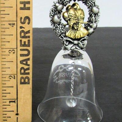 Love Birds Glass and Pewter Bell, 1988, Made in France