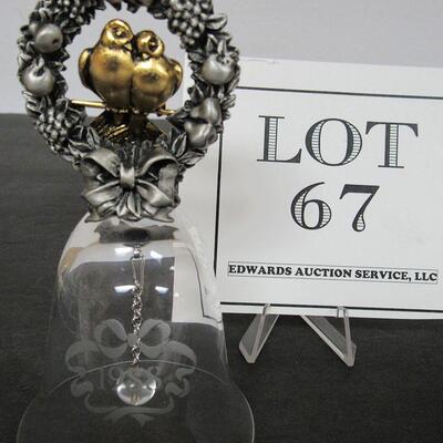 Love Birds Glass and Pewter Bell, 1988, Made in France