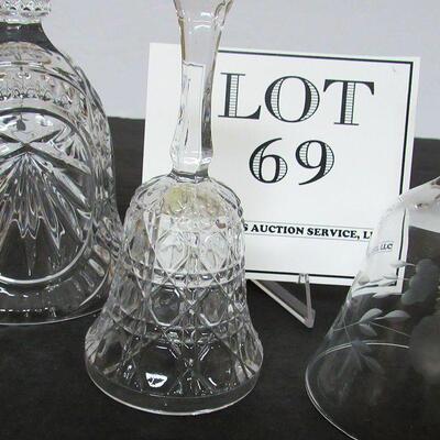 3 Older Glass Bells, Lead Crystal, Pressed Glass, and Cut Glass