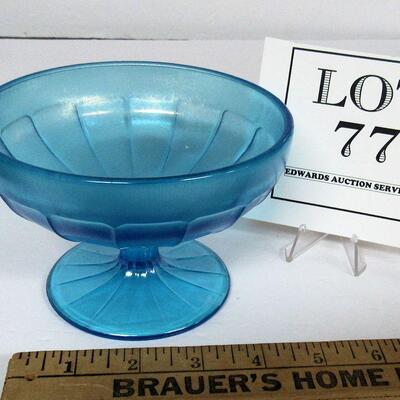 Vintage Fenton Celeste Blue Stretch Glass Compote