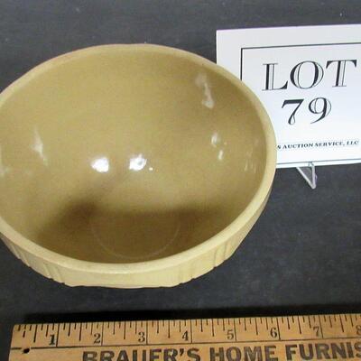 Nice Vintage Yellow Ware Striped Band Stoneware Mixing Bowl, #6 Ovenware, USA, 6 1/4" x 3 1/2"