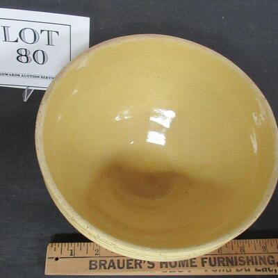 Vintage Yellow Ware Mixing Bowl #8, Checked Pattern, 8 1/4" x 4 1/2"