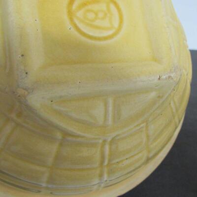 Vintage Yellow Ware Mixing Bowl #8, Checked Pattern, 8 1/4" x 4 1/2"