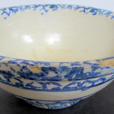 Antique Spongeware Mixing Bowl, 10" x 4 1/2" Read Description