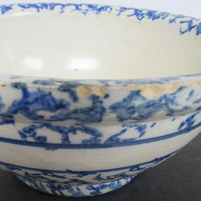 Antique Spongeware Mixing Bowl, 10" x 4 1/2" Read Description