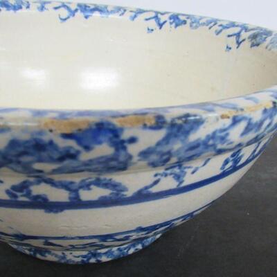 Antique Spongeware Mixing Bowl, 10" x 4 1/2" Read Description