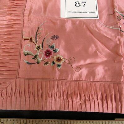 Fancy Vintage Pillow Case, Embroidered Flowers, Read Description