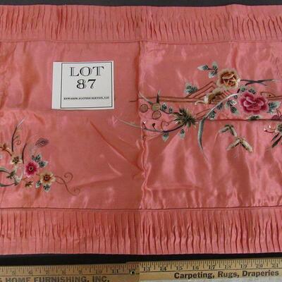 Fancy Vintage Pillow Case, Embroidered Flowers, Read Description