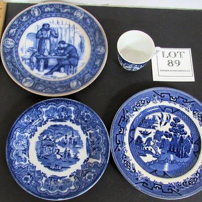 Lot of Vintage Flow Blue and Transferware Blue/White Plates