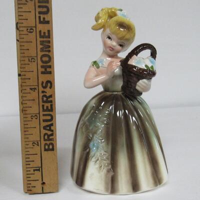 Vintage Enesco Girl With Basket Vase Planter